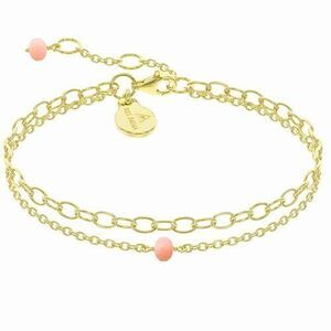 7755 Pink Opal Bracelet , Certified 925 Sterling Silver with Vermeil 18K